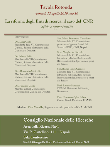 Locandina La riforma degli Enti di ricerca: il caso del  CNR